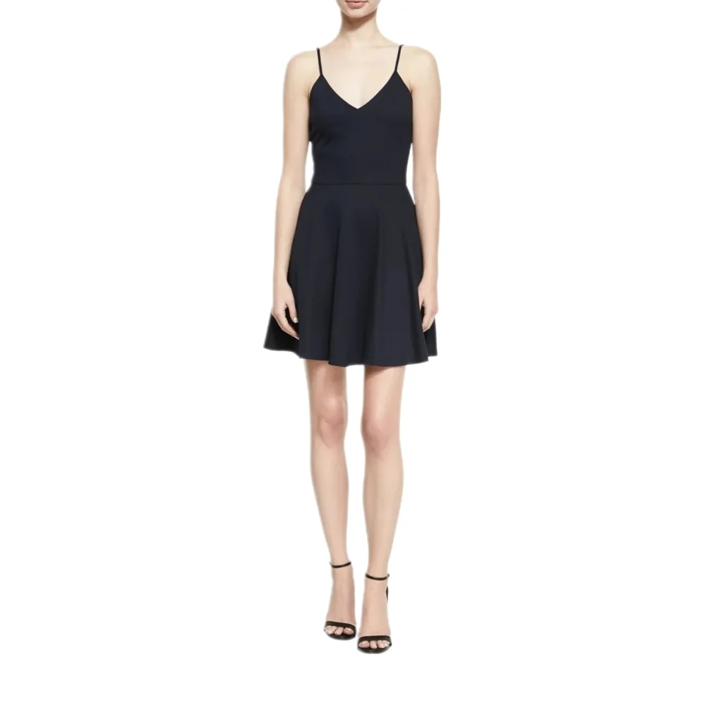 ALICE + OLIVIA | Dark Blue Flared Spaghetti Strap Mini Dress in Size 2 - Picture 1 of 7